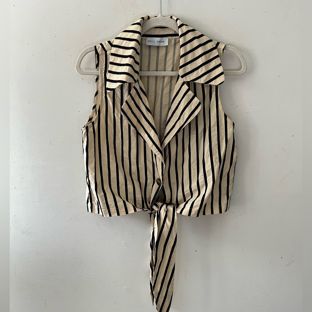Weili Zheng striped tank front tie top